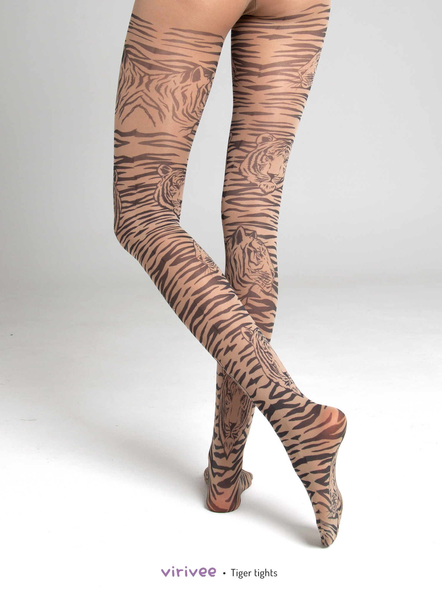 Tiger tights in brown