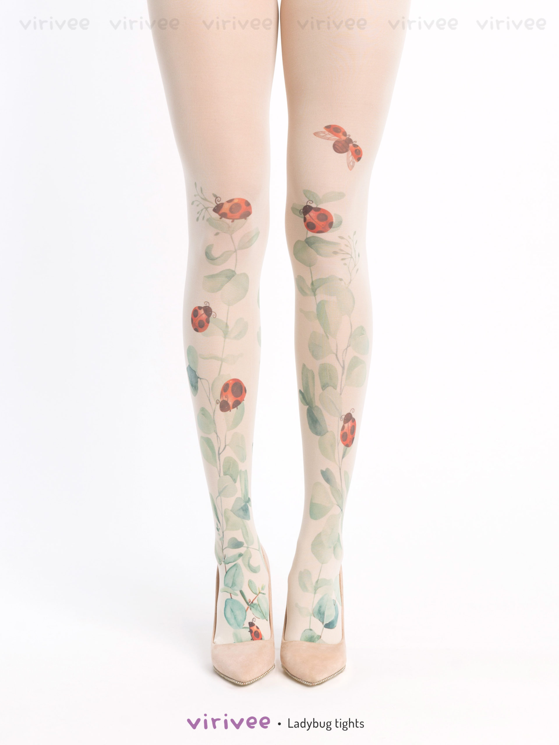 Floral tights with ladybugs