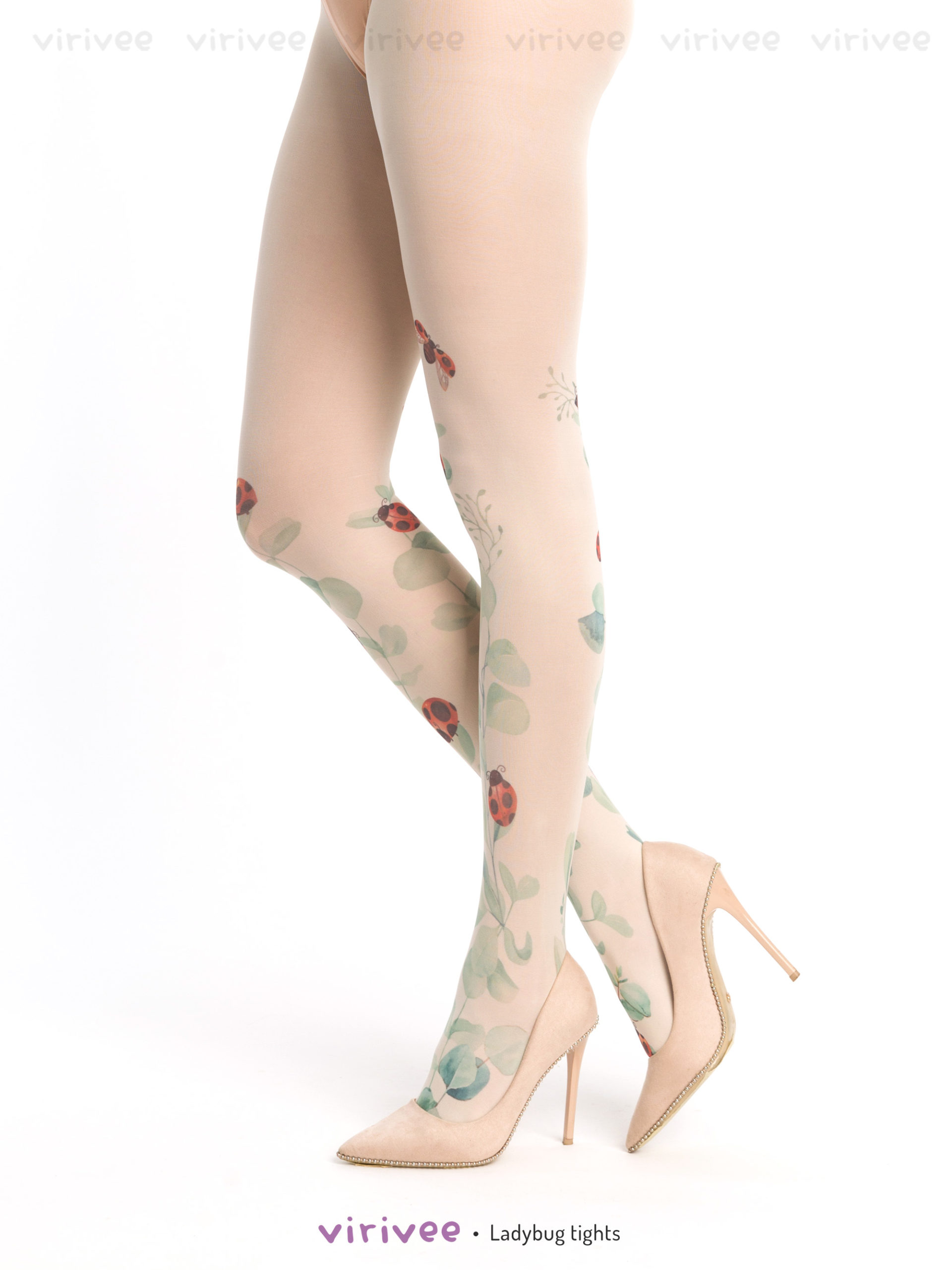 Floral tights with ladybugs - Virivee Tights - Unique tights designed and  made in Europe