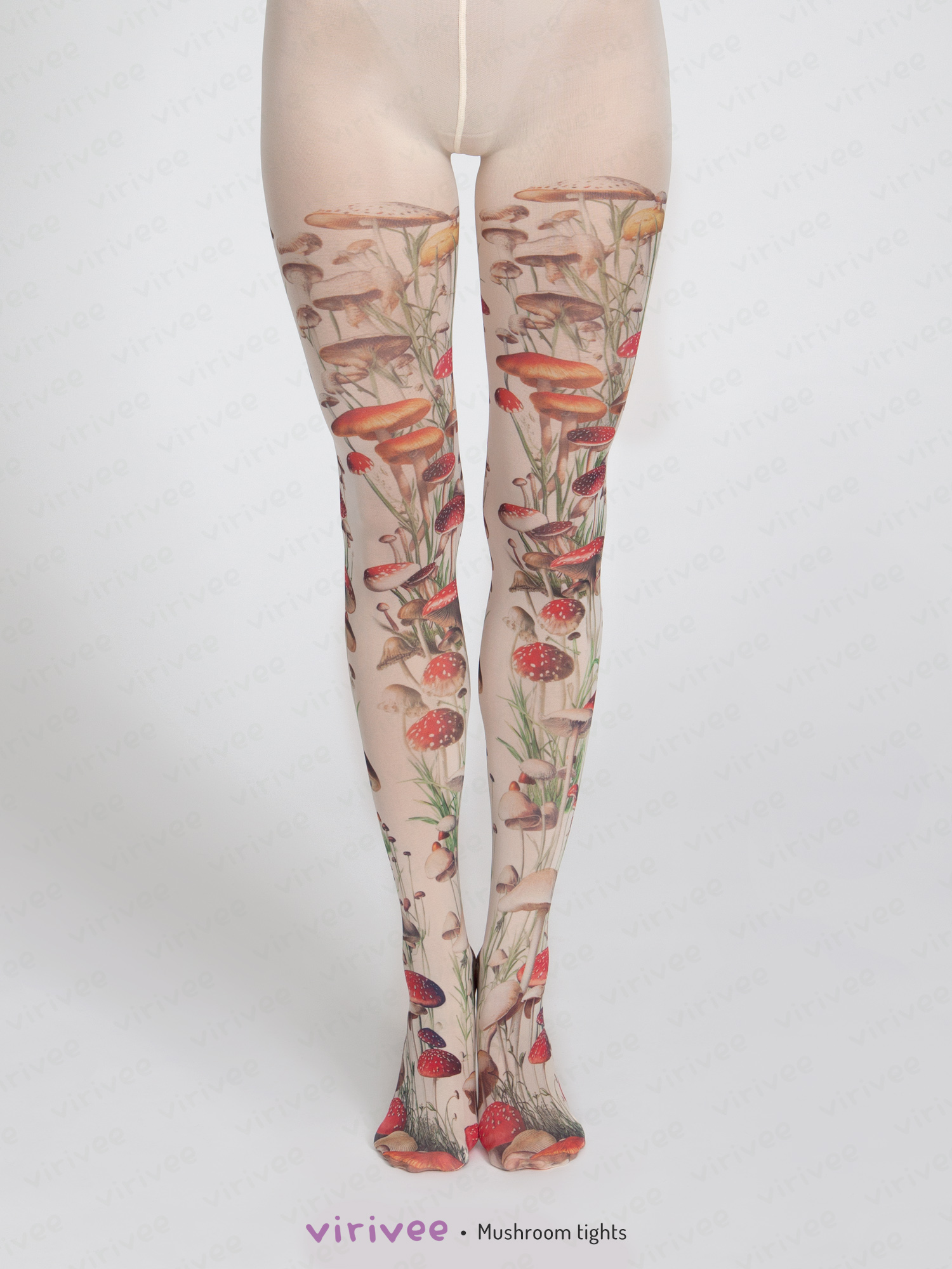 Botanic mushroom tights, large - Virivee Tights - Unique tights designed  and made in Europe
