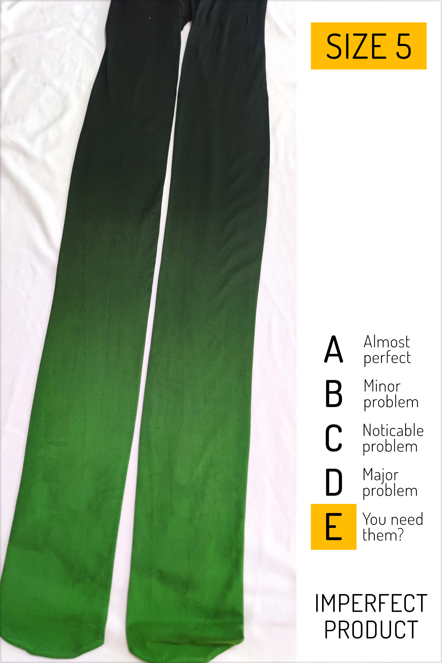 Imperfect: green-black tights